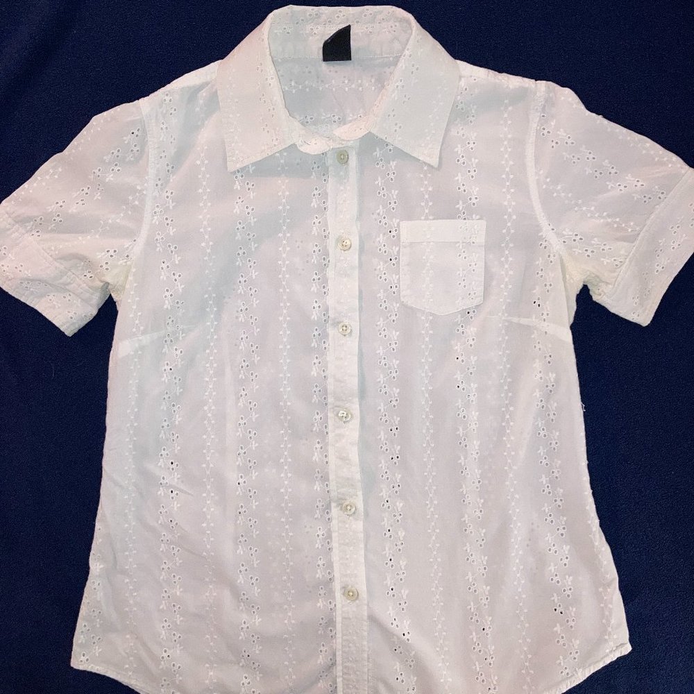 GAP, Embroidered Shirt, Size 6, White